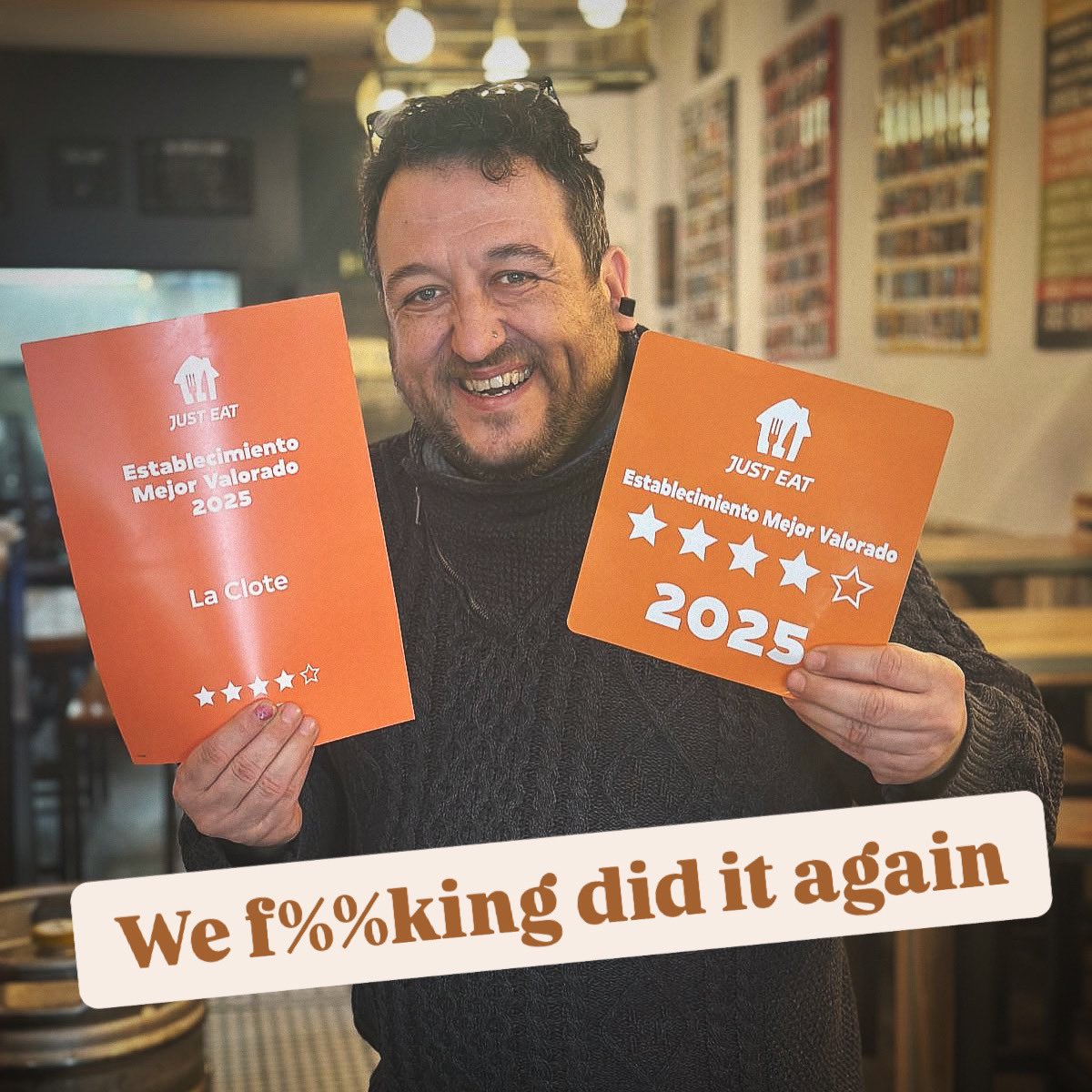 And the winner is ….. La Clote, otra vez!! 🔝🔝🔝 y no es tongo ❤️❤️❤️

Gràcies a tots vosaltres, el premi es de tots!! 👏👏👏

WE ❤️ YOU 🎉🎉🎉

Que darlings, fem una Clote tonight? 🫶🛵🫶