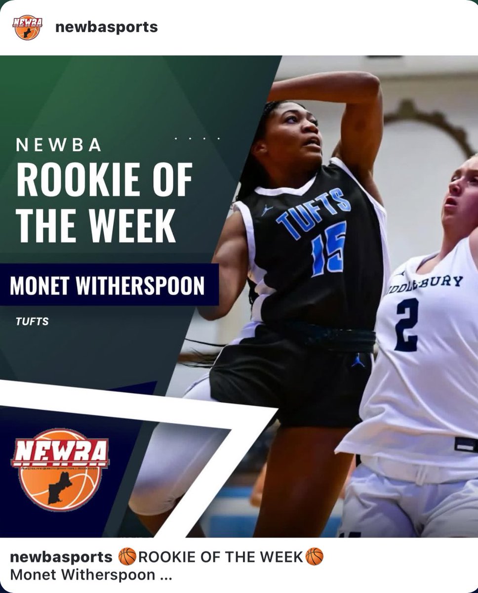 Monet Witherspoon (@monetspoon) on Twitter photo Thank you New England Women Basketball Association Sports for the recognition again.  3 times a charm! #Tufts #MoMoneyWorld #MoBuckets Thank you New England Women Basketball Association Sports for the recognition again.  3 times a charm! #Tufts #MoMoneyWorld #MoBuckets