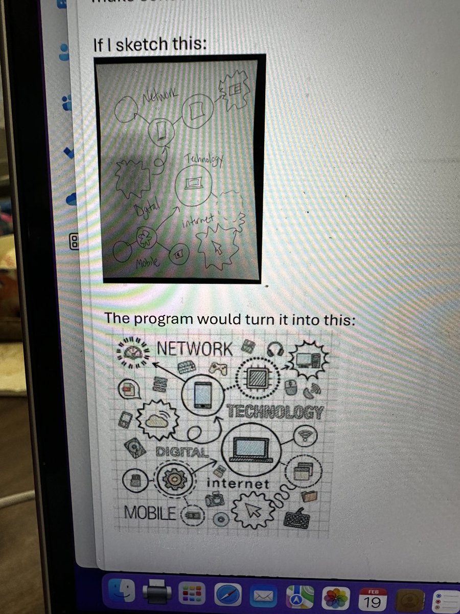 Is there a program/app out there where I can sketch something on my iPad and the program would make it look nice? (Like below) #edtech #edchat #edutech #edtechteachers #edtechchat #edsketch #PETEandC