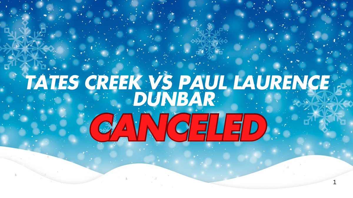 🚨our home game tonight against Paul Laurence Dunbar is canceled due to the weather.