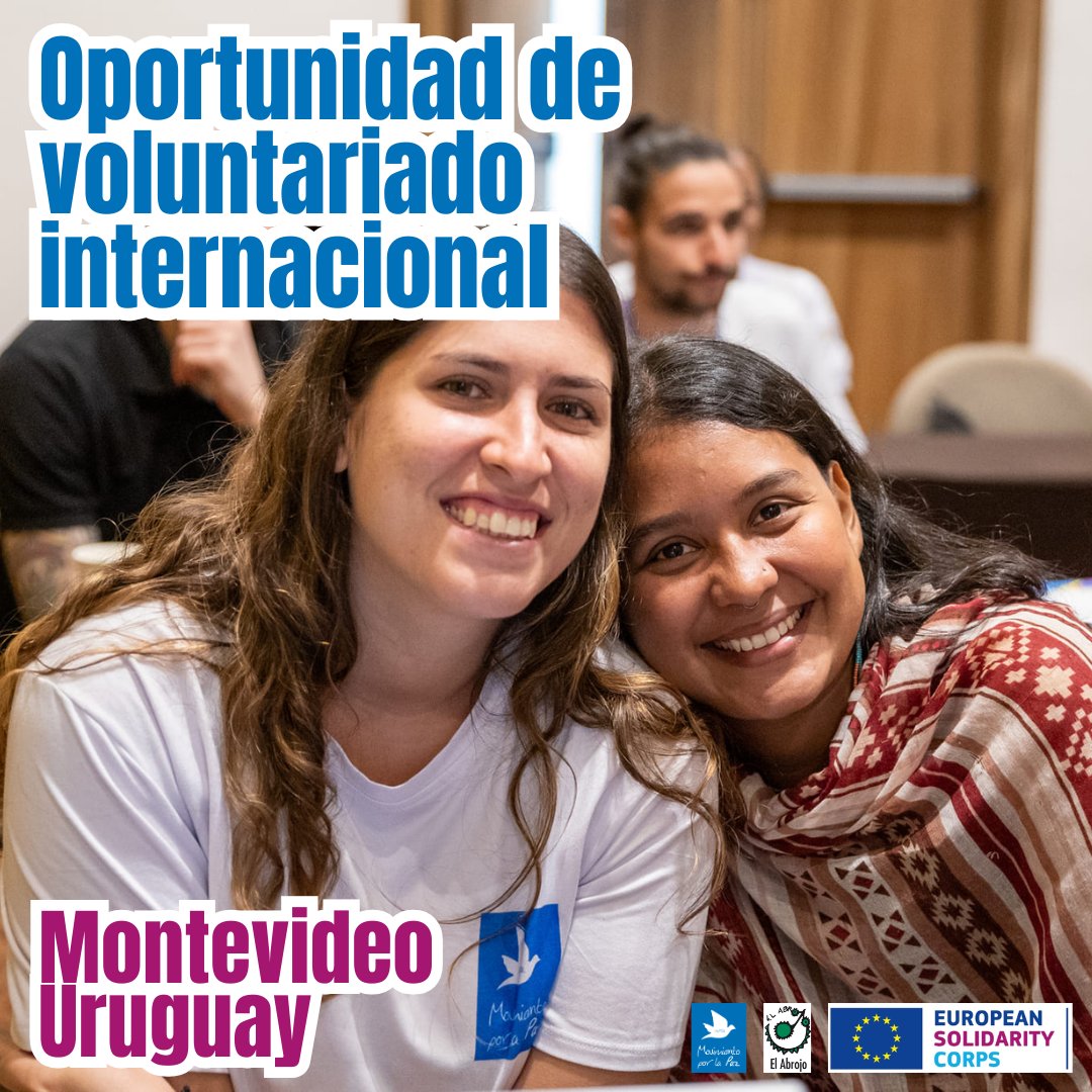 VolunInterMPDL's tweet photo. 🔵 ¡Oportunidad de #voluntariado internacional en #Uruguay! 

 Vacante del #CuerpoEuropeoDeSolidaridad con @MovimientoxlPaz y @ElAbrojoUy en #Montevideo.  

¿Te interesa? Más info en https://t.co/VkjYPpCxpA

#EUSolidarityCorps #EuropeanSolidarityCorps https://t.co/pS5TLJb5KP