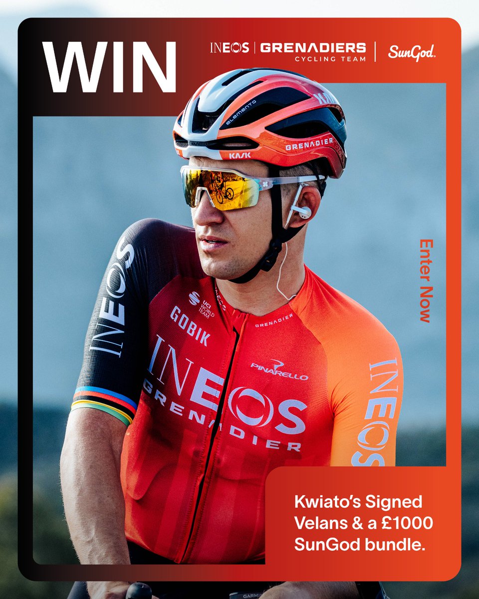 WIN <a href="/kwiato/">Michał Kwiatkowski</a>’s Signed SunGods! 👀

Celebrating Kwiato’s #ClásicaJaén win, we’re giving you a chance to win his signed SunGods 😎

That’s not all though - our winner will also get a £1000 <a href="/we_are_sungod/">SunGod</a> Bundle of Performance Eyewear 🚴💥

Enter here 🕶️: win.sungod.co/en/win-a-signe…