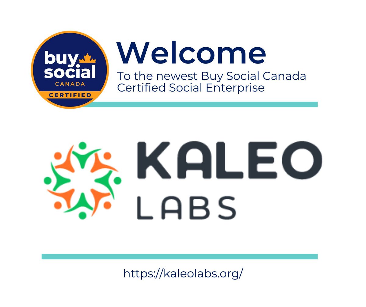 Help us welcome the newest Buy Social Canada Certified Social Enterprise!

Kaleo Labs is a non-profit consulting and education company that exists to support social enterprises and social purpose organizations in Canada and abroad.

Learn more: buff.ly/3EA92AW