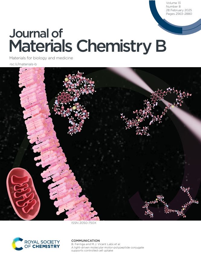 J. Mater. Chem. family (@jmaterchem) on Twitter photo Issue 08 for <a href="/JMaterChem/">J. Mater. Chem. family</a> B front cover: A light-driven molecular motor-polypeptide conjugate supports controlled cell uptake by B. Feringa and M.J. Vicent Labs et al .
Read their article here: doi.org/10.1039/D4TB02… Issue 08 for <a href="/JMaterChem/">J. Mater. Chem. family</a> B front cover: A light-driven molecular motor-polypeptide conjugate supports controlled cell uptake by B. Feringa and M.J. Vicent Labs et al .
Read their article here: doi.org/10.1039/D4TB02…