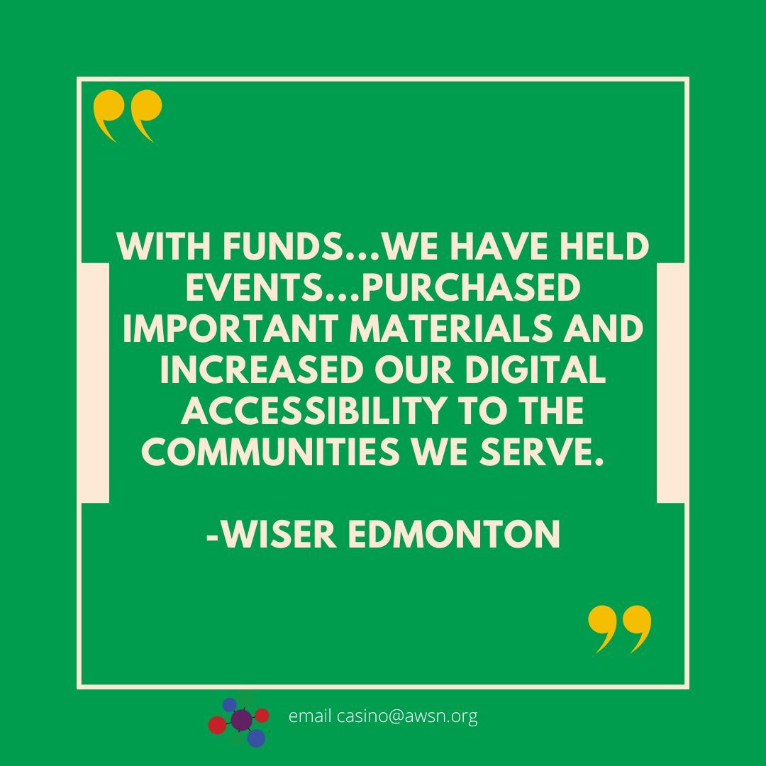 Alberta Women in Science Network (@awsnsocial) on Twitter photo AWSN's AGLC Casino makes up a significant portion of funding for non-profits and charities in Alberta. To continue our mission of supporting STEM, we need volunteers! Please consider signing up at buff.ly/4hjzFrO and email casino@awsn.org for the the password. AWSN's AGLC Casino makes up a significant portion of funding for non-profits and charities in Alberta. To continue our mission of supporting STEM, we need volunteers! Please consider signing up at buff.ly/4hjzFrO and email casino@awsn.org for the the password.