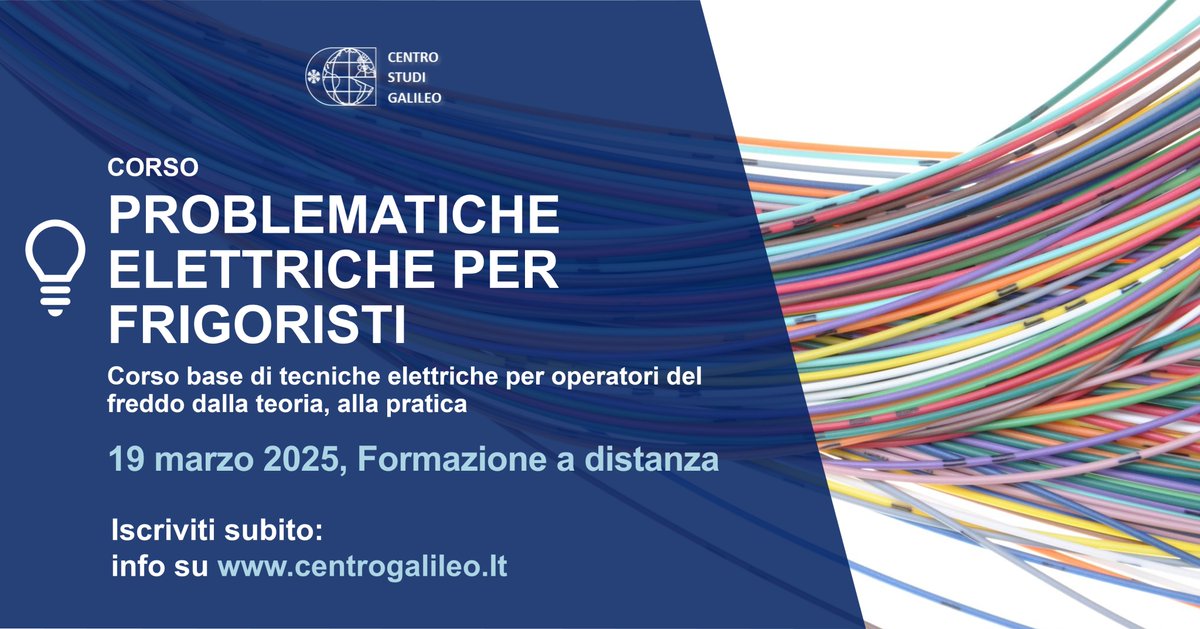 𝗖𝗢𝗥𝗦𝗢 𝗣𝗥𝗢𝗕𝗟𝗘𝗠𝗔𝗧𝗜𝗖𝗛𝗘 𝗘𝗟𝗘𝗧𝗧𝗥𝗜𝗖𝗛𝗘 𝗣𝗘𝗥 𝗙𝗥𝗜𝗚𝗢𝗥𝗜𝗦𝗧𝗜

📆 19 marzo 2025
💻Da remoto

Info e iscrizioni: 
centrogalileo.it/corsi/corso-pr…

#hvac #hvacr #centrostudigalileo #fgas #lavoro #frigoristi #frigorista #formazione #elettricità