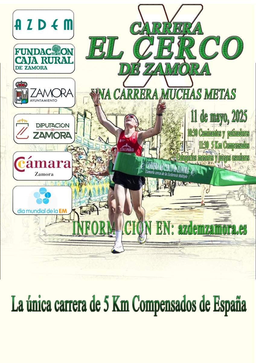 ¡La edición 2025 del #Cerco ya tiene fecha! 
Reserva el día: 11 de mayo de 2025, domingo

🔜 ¡Abriremos inscripciones pronto! Mantente atento_a a nuestras redes para más detalles.

Más info en azdemzamora.es

#10Edición #CarreraSolidaria #UnaCarreraMuchasMetas