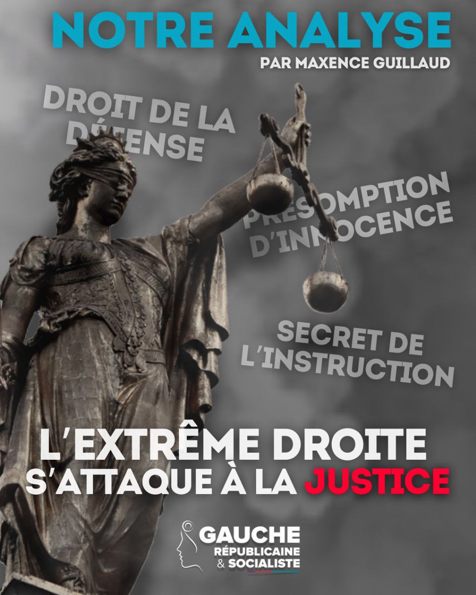 🔴☣️L'extrême-droite s'attaque à notre #justicerépublicaine⚠️
👉 g-r-s.fr/lextreme-droit…
Nous devons leur opposer notre idée d'une #justice ne transigeant jamais, mais restant toujours digne des #droitsdelhomme!
#extrêmedroite #PrésomptionDinnocence #défense #respectdesvictimes