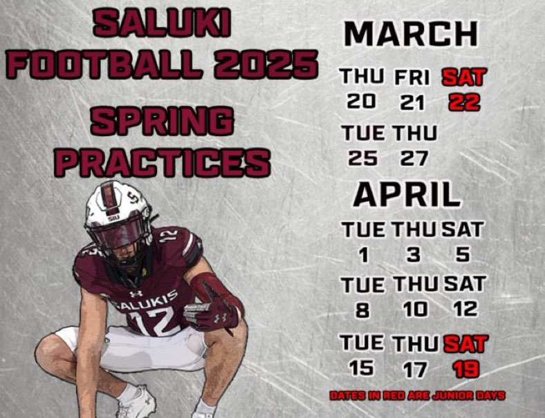 Thank you <a href="/CoachMaccc/">Mac McLeran</a> for the junior day! <a href="/SIU_Football/">Saluki Football</a> <a href="/SIUSalukis/">Saluki Athletics</a>