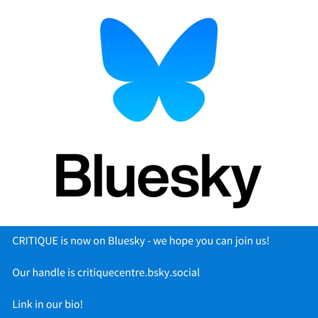 CRITIQUE_CENTRE's tweet image. Did you know that we are now on Bluesky? We hope you can join us!
Our handle is: critiquecentre.bsky.social
Link in our bio!