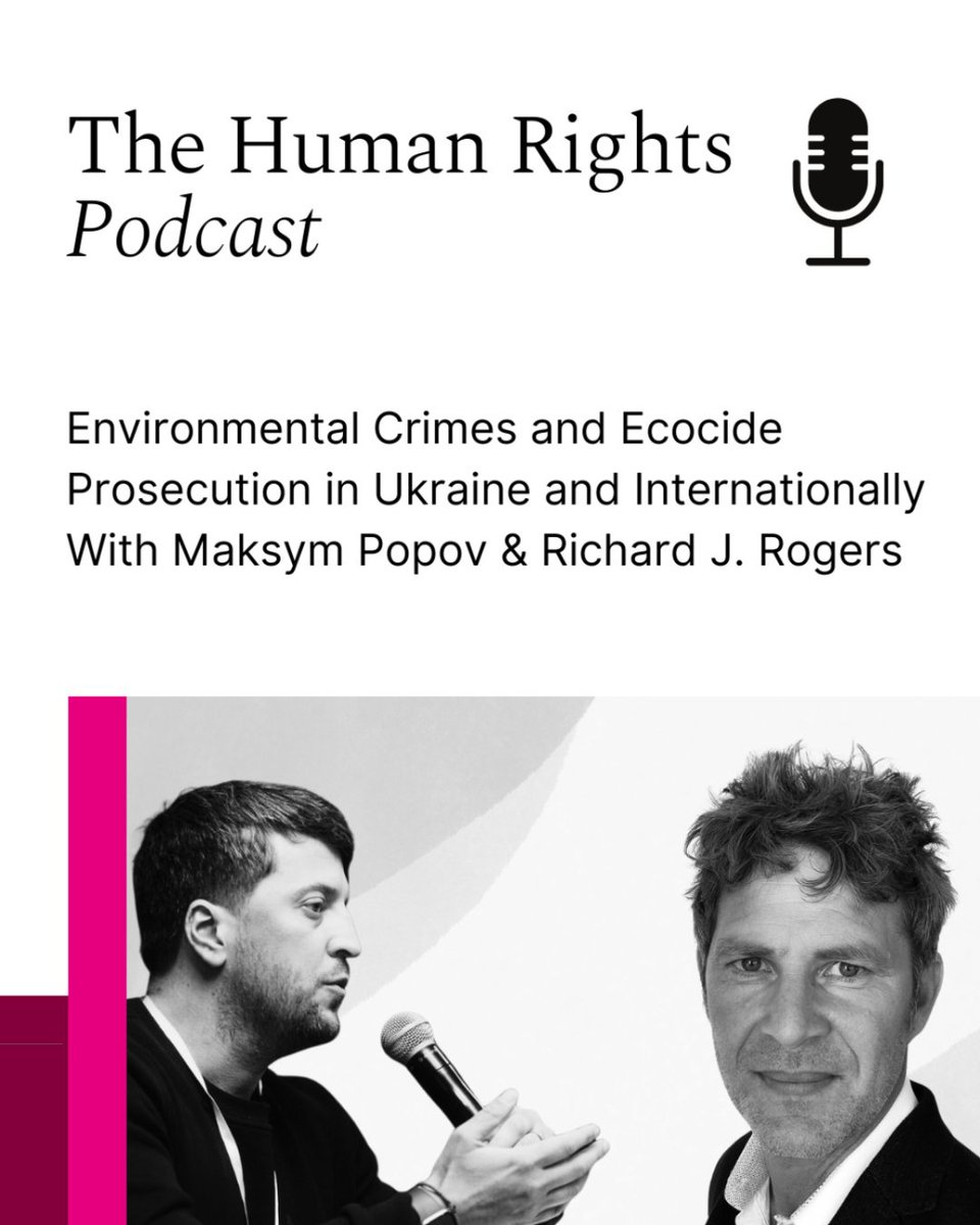 Stop Ecocide International (@ecocidelaw) on Twitter photo Have you listened to the latest episode of <a href="/IrishCentreHR/">Irish Centre for Human Rights</a>'s Human Rights Podcast? 🎧
Maxim Popov, Advisor to Ukraine's Prosecutor General & Richard Rogers, Executive Director of <a href="/CounselClimate/">Climate Counsel</a> discuss #ecocidelaw + envt'l crime!
Listen➡️ soundcloud.com/user-418068292…
#StopEcocide Have you listened to the latest episode of <a href="/IrishCentreHR/">Irish Centre for Human Rights</a>'s Human Rights Podcast? 🎧
Maxim Popov, Advisor to Ukraine's Prosecutor General & Richard Rogers, Executive Director of <a href="/CounselClimate/">Climate Counsel</a> discuss #ecocidelaw + envt'l crime!
Listen➡️ soundcloud.com/user-418068292…
#StopEcocide