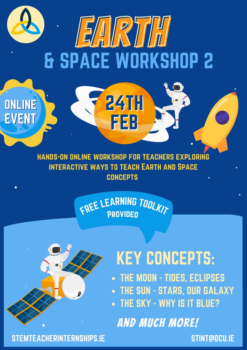 STEM Teacher Internship Programme (@stemteachintern) on Twitter photo 🚀 STInt Alumni & Pre-Service Teachers in Ireland! 🌍✨
Join <a href="/eilishmclough/">Eilish McLoughlin</a> for "Does a Lunar Eclipse Happen Every Month?" – a virtual event on Mon 24th Feb 2025, 6-8pm.
🔬 Hands-on Earth & Space investigations
📦 Free learning toolkit
🔭 Register below: dcusurveys.qualtrics.com/jfe/form/SV_3e… 🚀 STInt Alumni & Pre-Service Teachers in Ireland! 🌍✨
Join <a href="/eilishmclough/">Eilish McLoughlin</a> for "Does a Lunar Eclipse Happen Every Month?" – a virtual event on Mon 24th Feb 2025, 6-8pm.
🔬 Hands-on Earth & Space investigations
📦 Free learning toolkit
🔭 Register below: dcusurveys.qualtrics.com/jfe/form/SV_3e…