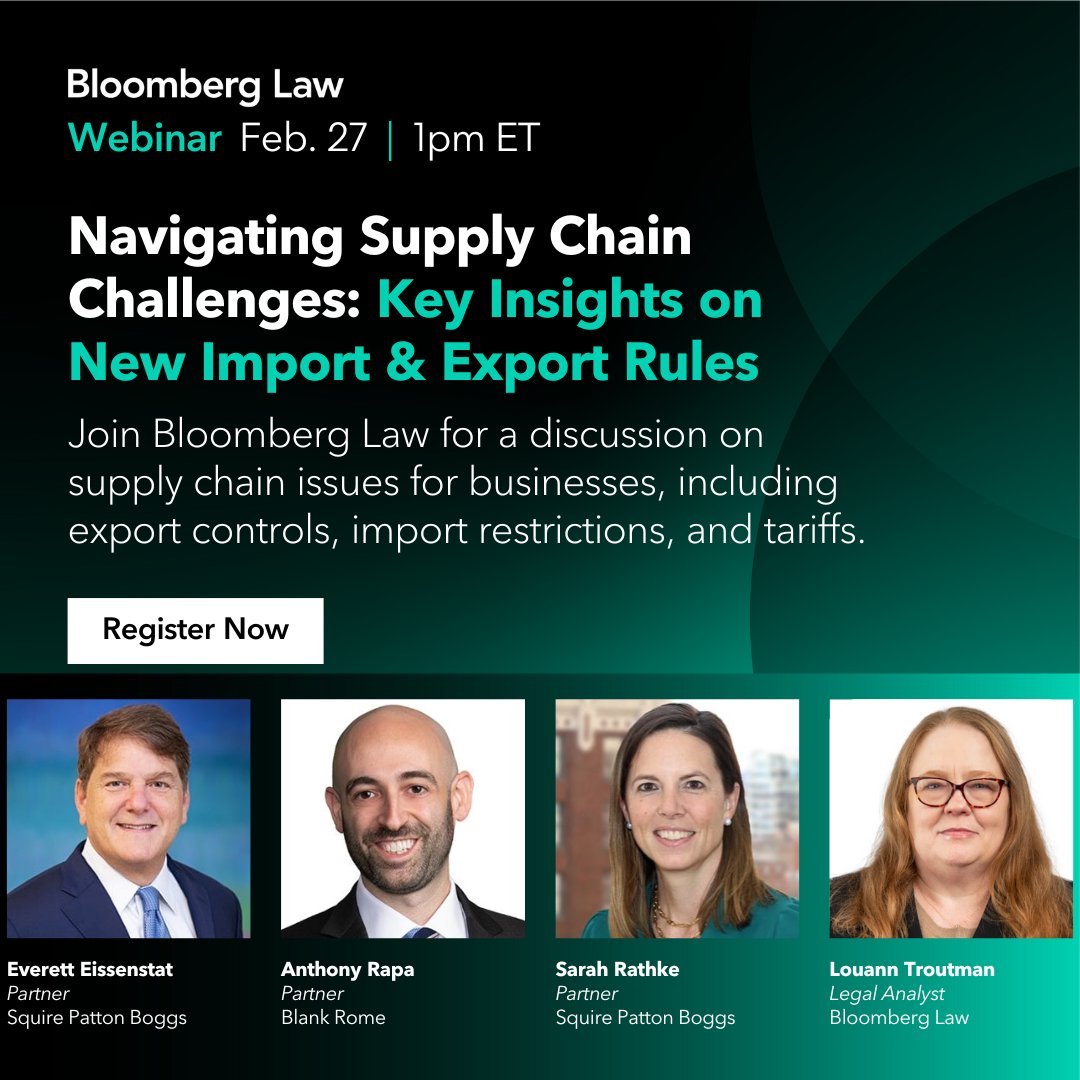 Are you caught up with the latest trade regulations? Join Bloomberg Law and experts from Squire Patton Boggs and Blank Rome to get up to speed and discover how new rules will affect your business:
livesocial.seismic.com/tl4ugk
