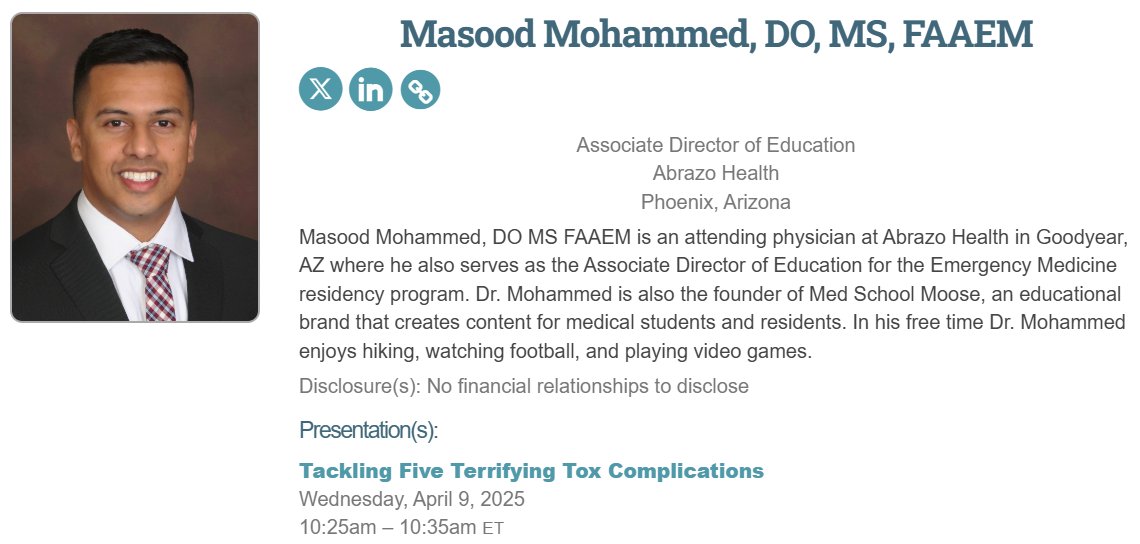 Thrilled to announce that I will be speaking at AAEM25 in Miami🌴Looking forward to the opportunity, see you all there!

<a href="/aaeminfo/">AAEM</a> #EmergencyMedicine #AAEM #AAEM25 #Lecture #MedEd #MedTwitter #MedSchoolMoose