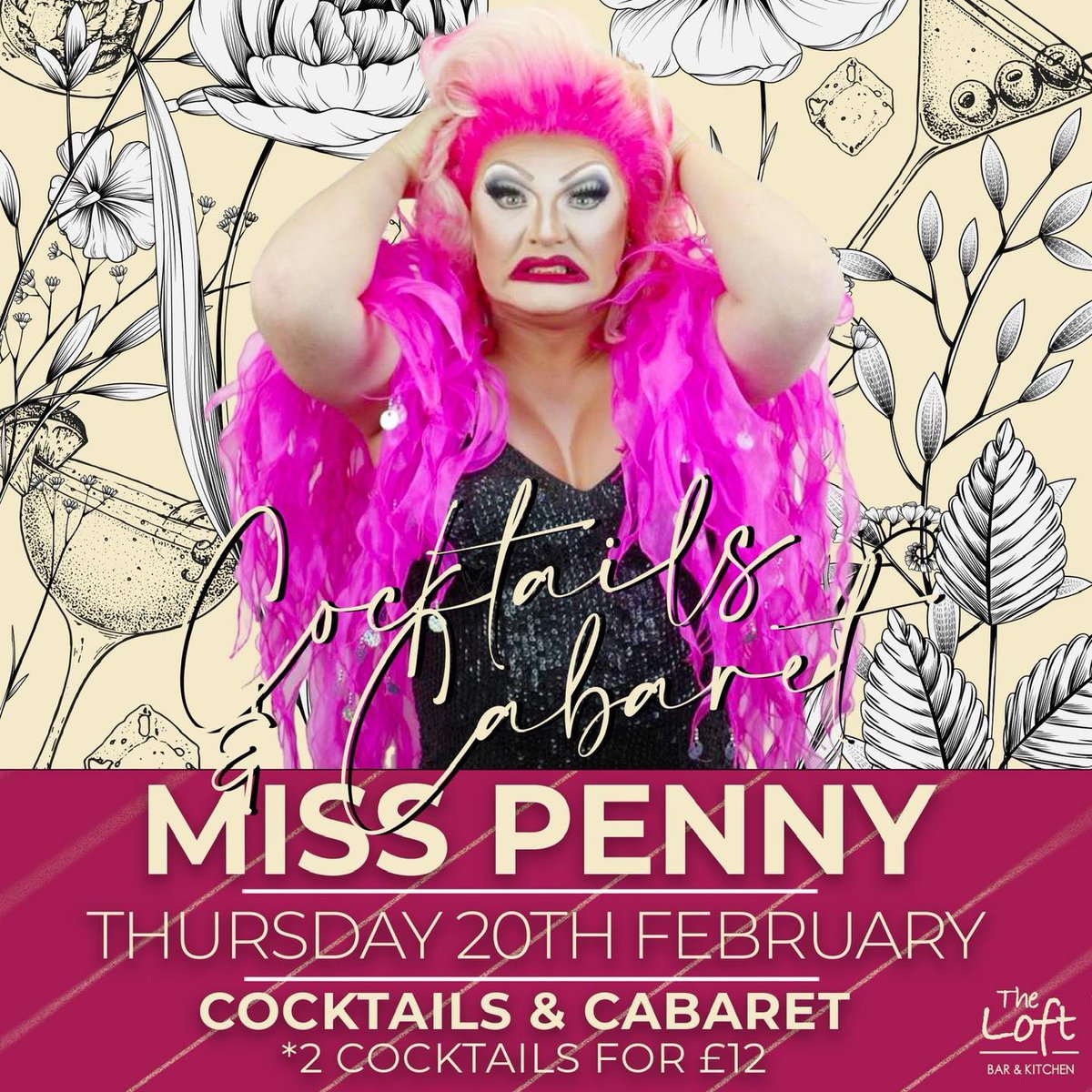 Miss Penny -  Live cabaret artisteSHE’S BACK TO CAUSE CARNAGE 👠 

We all know a Thursday night spent in the company of this one always ends in chaos!

<a href="/MissPennyDQ/">Miss Penny</a> is back with us TOMORROW night at the Loft from 7.30pm for more ‘Cocktails and Cabaret’ 

🍹TWO COCKTAILS FOR £12