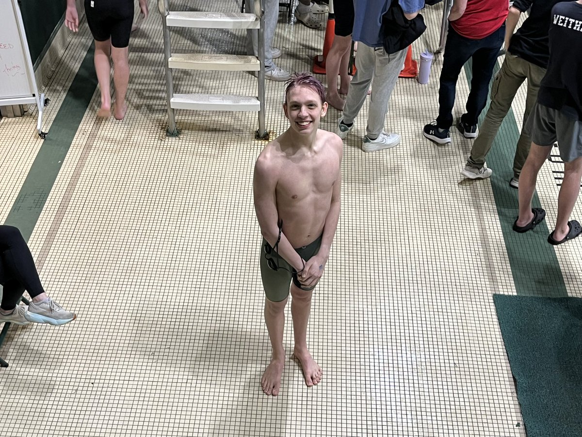HBHSSwimming's tweet photo. Anthony Schoenfeldt broke the school record in the 500 Freestyle at Districts on Saturday. He is also 1st alternate for the State meet after being bumped by an automatic qualifier from another District. GREAT JOB ANTHONY! https://t.co/hwzPRxpUCE