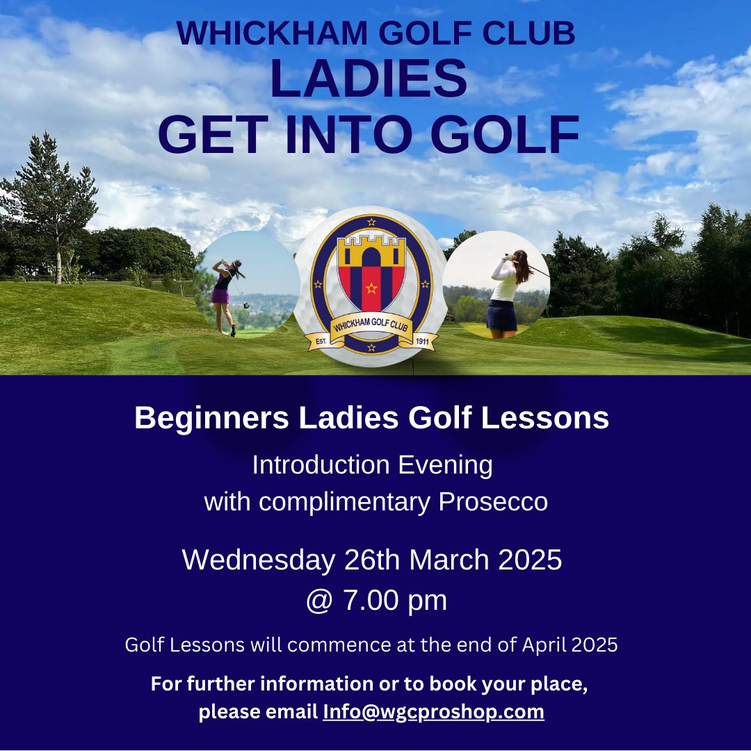 Beginner Ladies Golf Coaching – Join Now! 
⛳️6-week Ladies Golf Coaching programme!
⛳️6 x 1-hour coaching sessions
⛳️All equipment provided – just bring yourself!
⛳️Only £50 for the full course!
Email:  info@wgcproshop.com