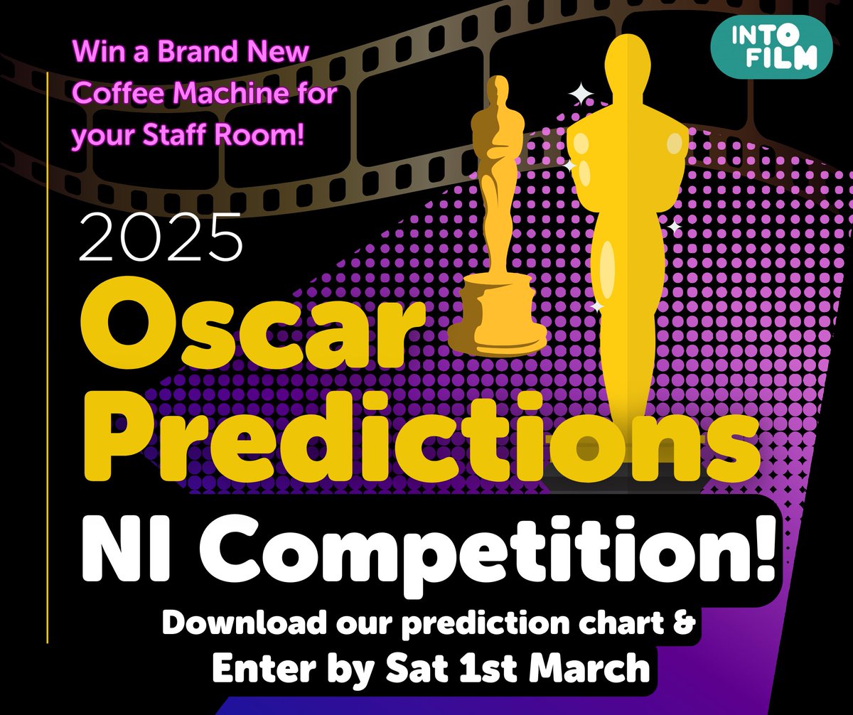 Teachers, enter our #Oscars 2025 Prediction Competition to win a brand new coffee machine and sweet treats for your staff room! Download our chart at intofilm.org/intofilm-produ… and return by Sat 1st March for a chance to win! Good Luck!🔮🎉
#oscars2025 #oscarpredictions