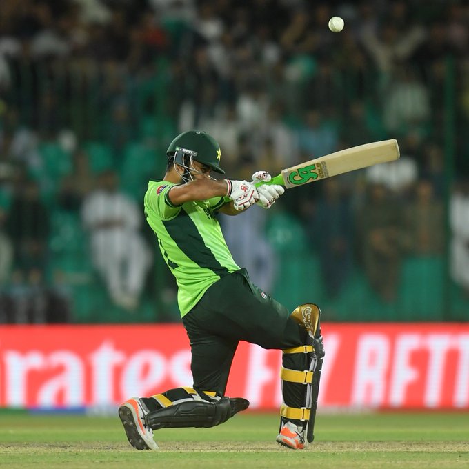 Khushdil Shah brings up his maiden ODI fifty.