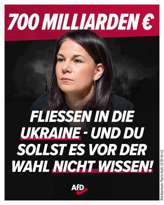 🚨 Würden Sie es unterstützen, wenn Alice Weidel die Finanzhilfe für die Ukraine gleich am ersten Tag ihrer Amtszeit als Kanzlerin kürzen würde? 

A: Ja       B: Nein