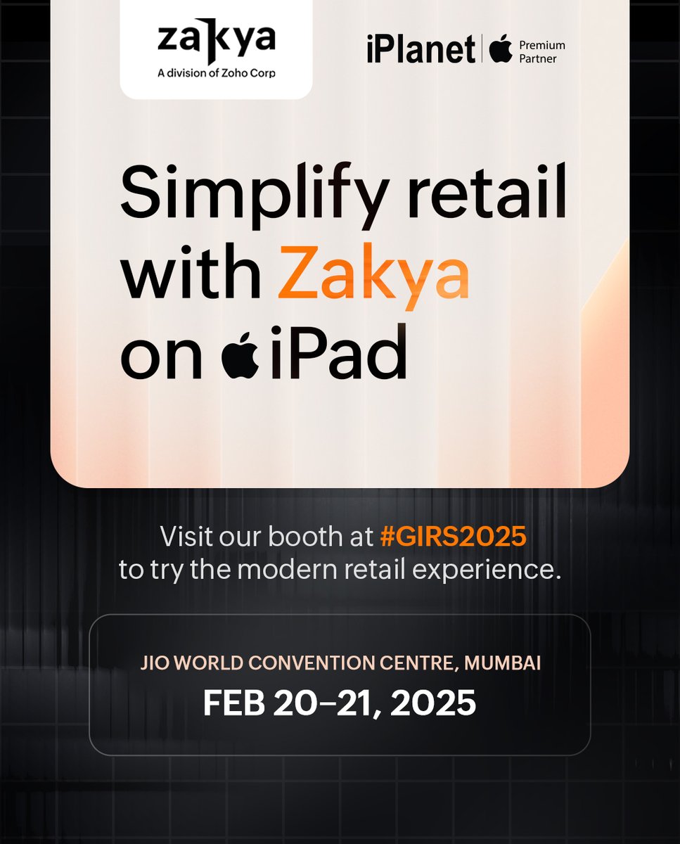 Retail, reimagined. 🚀
We’re coming together with <a href="/iPlanetOfficial/">iPlanet</a>, Apple Premium Partner at the 2025 Economic Times Great India Retail Summit to bring you a modern, seamless POS experience on iPad. 
Visit our booth to experience it in action—and while you're at it, fuel your day