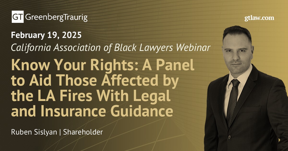 Today, #GTLosAngeles Shareholder Ruben Sisylan will speak about property tax issues related to the recent Los Angeles wildfire disaster. 💻 Learn more here: bit.ly/418Tmw3.

#LosAngelesFires #SALT #StateandLocalTax <a href="/GTGlobalTax/">GT Global Tax</a>