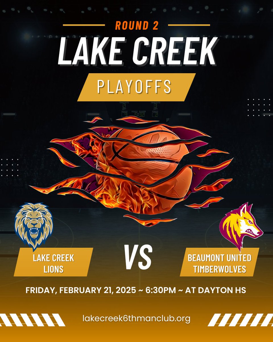 Lake Creek 6th Man Club (@lions_6th_man) on Twitter photo Hey <a href="/LakeCreekHS/">Lake Creek High School</a>! We're heading into ROUND 2 of PLAYOFFS on Friday!! You were AMAZING last night, cheering your LIONS on to victory, so come on out and let's do it again!! Bring your signs and wear your spirit wear... and let's get LOUD! Let's Go LIONS! <a href="/LakeCreekHoops/">Lake Creek Basketball</a> #RISEUP Hey <a href="/LakeCreekHS/">Lake Creek High School</a>! We're heading into ROUND 2 of PLAYOFFS on Friday!! You were AMAZING last night, cheering your LIONS on to victory, so come on out and let's do it again!! Bring your signs and wear your spirit wear... and let's get LOUD! Let's Go LIONS! <a href="/LakeCreekHoops/">Lake Creek Basketball</a> #RISEUP