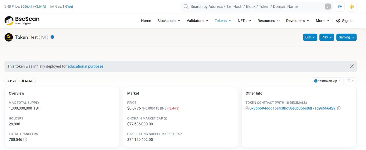 The logo and correct links for $TST have finally been updated on BscScan!✅

Thanks to the @BscScan team for helping us with a manual update🤝

bscscan.com/token/0x86bb94…