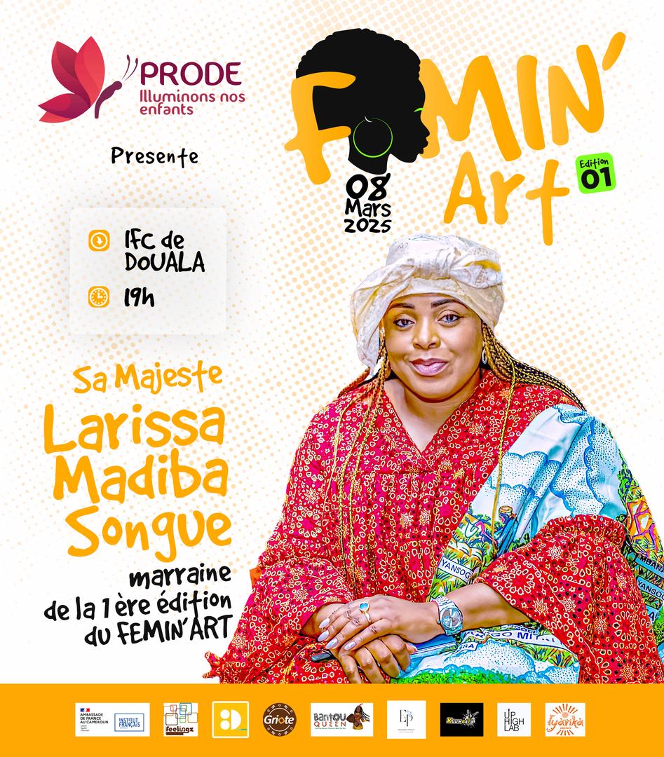Nous avons l’honneur d’avoir pour marraine de la première édition du Femin’art la Reine Larissa Madiba Songue💚❤️💛
