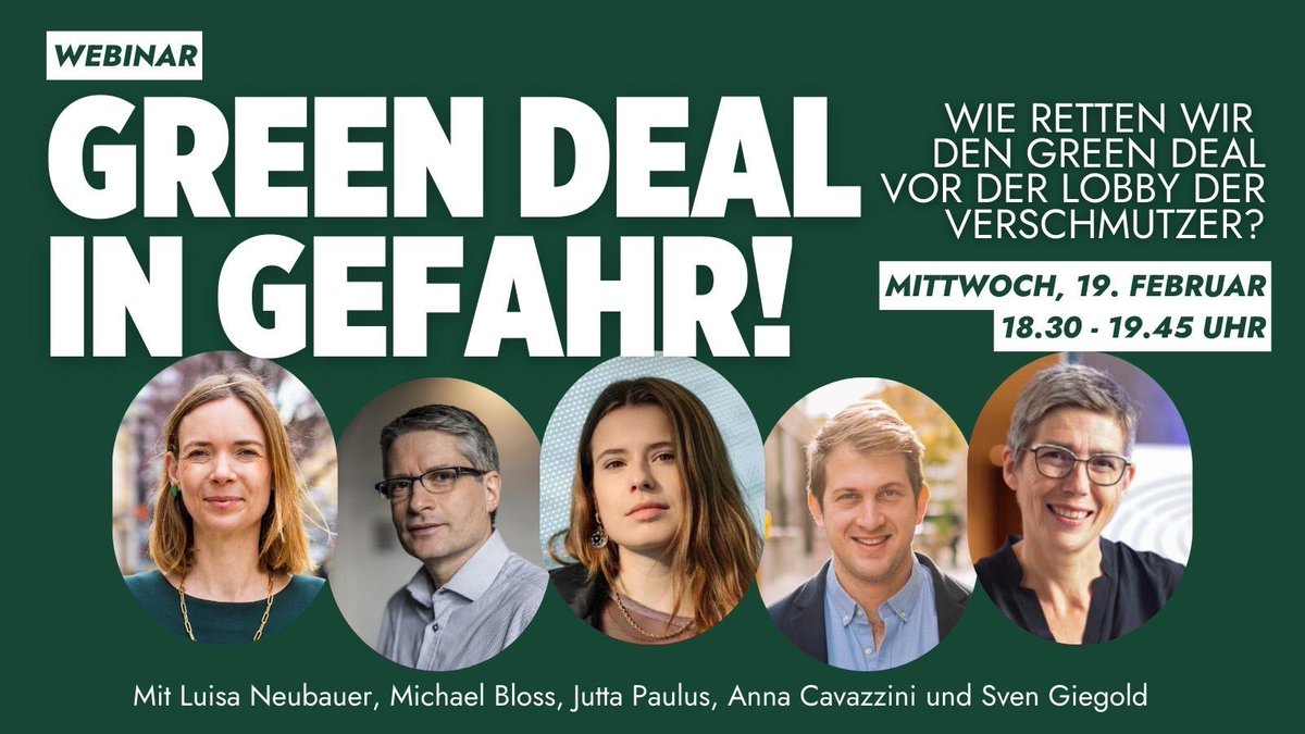 Sven Giegold (@sven_giegold) on Twitter photo Gleich geht es los!
Schon über 3.300 Anmeldungen für unser "Rettet den Green Deal"-Webinar heute Abend mit <a href="/Luisamneubauer/">Luisa Neubauer</a>, <a href="/anna_cavazzini/">Anna Cavazzini</a> , <a href="/JuttaPaulusRLP/">Jutta Paulus</a>, <a href="/micha_bloss/">Michael Bloss</a> und mir.
Meldet Euch auch gerne an und ladet eure Freundinnen und Freunde ein: t1p.de/webinar-green-… Gleich geht es los!
Schon über 3.300 Anmeldungen für unser "Rettet den Green Deal"-Webinar heute Abend mit <a href="/Luisamneubauer/">Luisa Neubauer</a>, <a href="/anna_cavazzini/">Anna Cavazzini</a> , <a href="/JuttaPaulusRLP/">Jutta Paulus</a>, <a href="/micha_bloss/">Michael Bloss</a> und mir.
Meldet Euch auch gerne an und ladet eure Freundinnen und Freunde ein: t1p.de/webinar-green-…