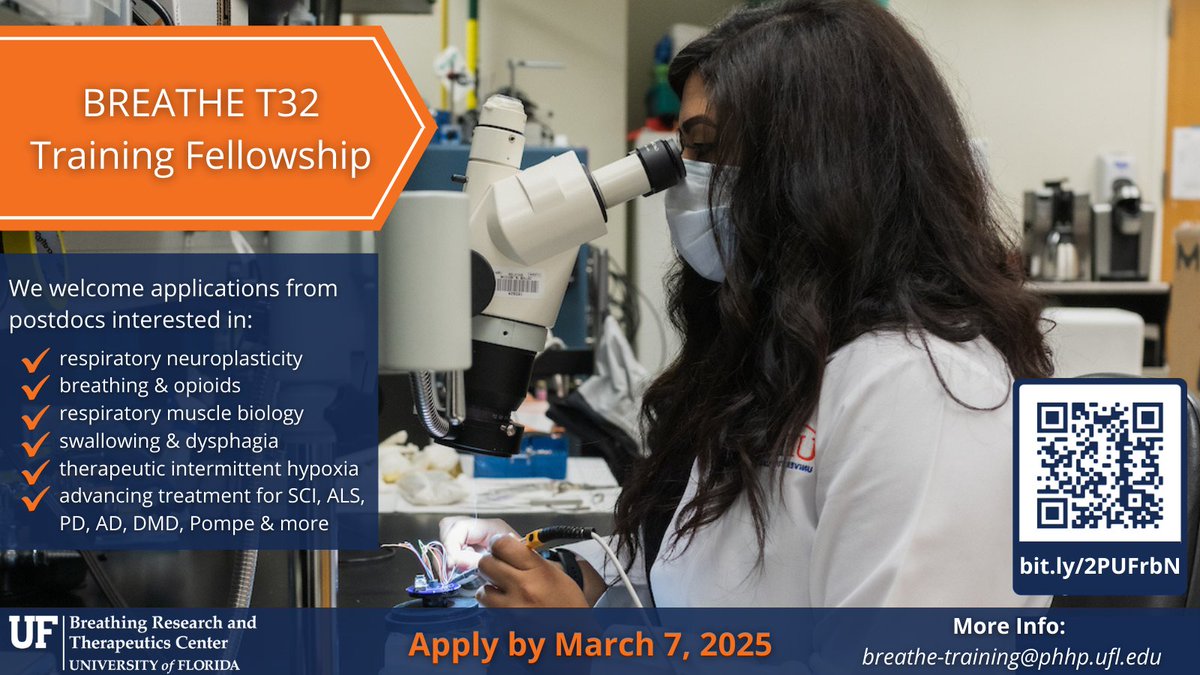 📣Attention, Breathers! We are currently looking for 1 postdoc interested in #RespiratoryResearch to start Spring 2025. Learn more about our @nih_nhlbi T32 fellowship &amp; apply by March 7 at bit.ly/2PUFrbN. 👇