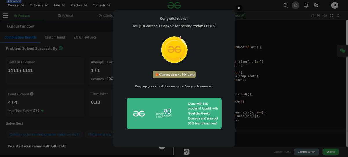 Drishti2904's tweet image. POTD dated : 19-02-2025
@geeksforgeeks #gfg160 #geekstreak2025 #womenincode
