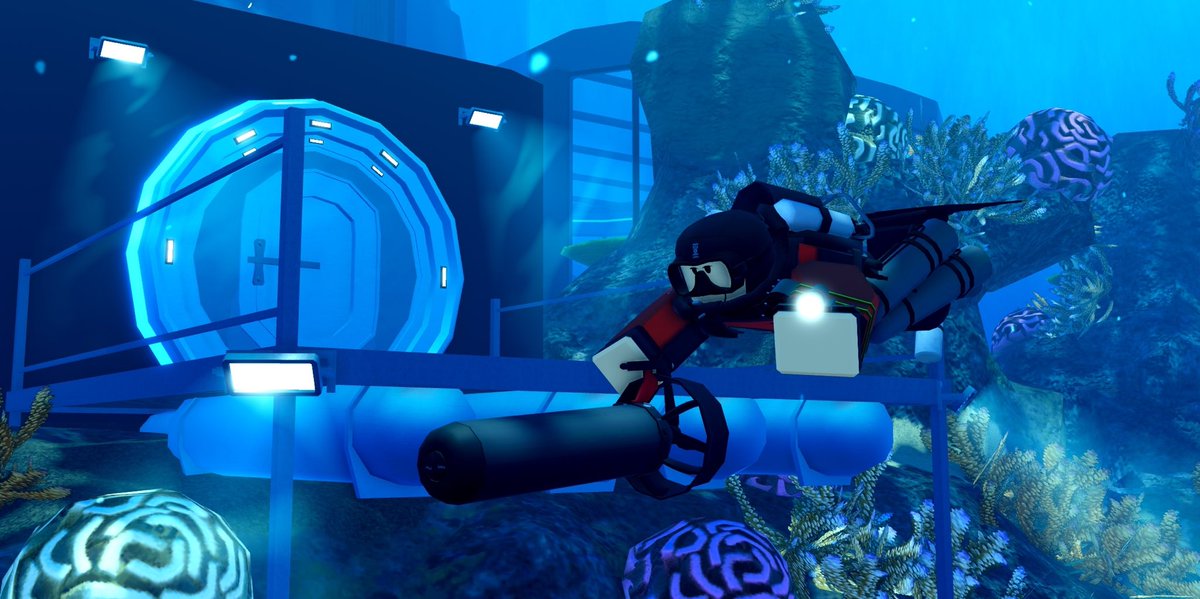 AquaticaStudios's tweet image. Photograph of an exploration diver pushing off the Observatory Platform to conduct a survey at 300 FSW. 

#Roblox #RobloxDevelopment #Ocean #Aquarium #OceanConservation #Scuba