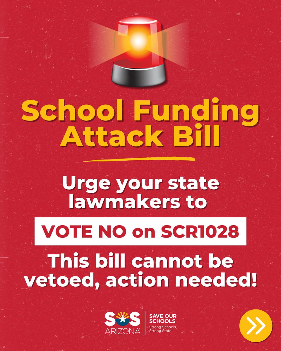 arizona_sos's tweet photo. 🚨 ACT NOW: There are just a few hours left to tell the Senate Ed. Committee to VOTE NO on #SCR1028 — Sen. Bolick’s (LD2) bill targeting school bond measures and putting billions in funding for AZ public school students at risk! 😡 https://t.co/q26e5jnoBI