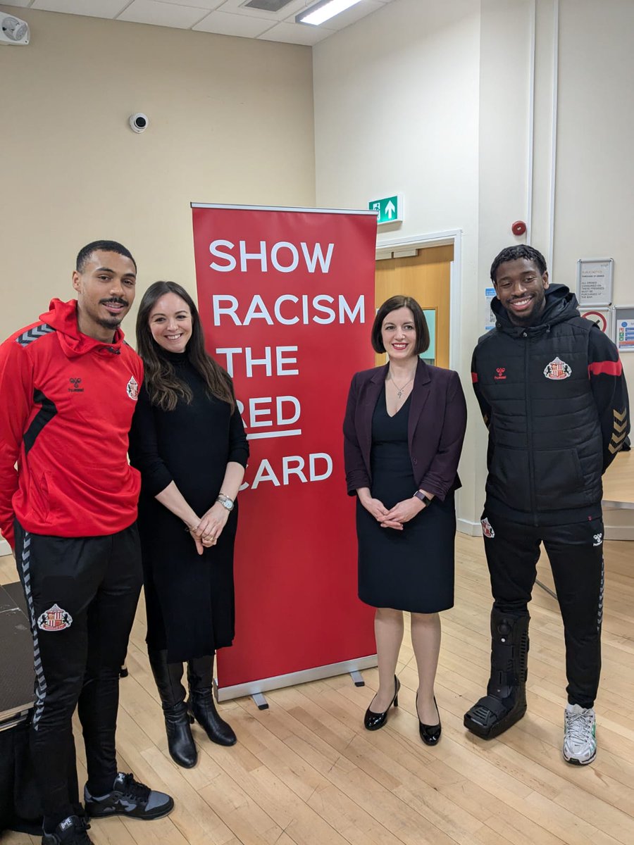 Show Racism the Red Card (@srtrc_england) on Twitter photo Huge thanks to <a href="/SunderlandAFC/">Sunderland AFC</a>'s
<a href="/IsidorWilson/">Wilson Isidor</a> and <a href="/AjiAlese/">Aji Alese</a> for attending our event at Hetton FC today.
Pic with <a href="/NEUnion/">National Education Union</a> President <a href="/sairskay/">Sarah Kilpatrick</a> and Education Secretary <a href="/bphillipsonMP/">Bridget Phillipson</a>.
#SAFC #ShowRacismtheRedCard Huge thanks to <a href="/SunderlandAFC/">Sunderland AFC</a>'s
<a href="/IsidorWilson/">Wilson Isidor</a> and <a href="/AjiAlese/">Aji Alese</a> for attending our event at Hetton FC today.
Pic with <a href="/NEUnion/">National Education Union</a> President <a href="/sairskay/">Sarah Kilpatrick</a> and Education Secretary <a href="/bphillipsonMP/">Bridget Phillipson</a>.
#SAFC #ShowRacismtheRedCard