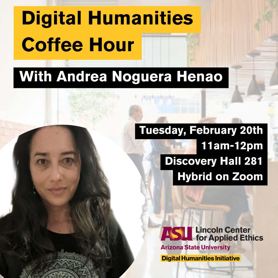Introducing our February Digital Humanities Coffee Hour! Henao's talk will focus on the intersection of digital humanities and instructional design, through the lens of a website she developed as apart of her dissertation. Learn more and register here: asuevents.asu.edu/event/digital-…