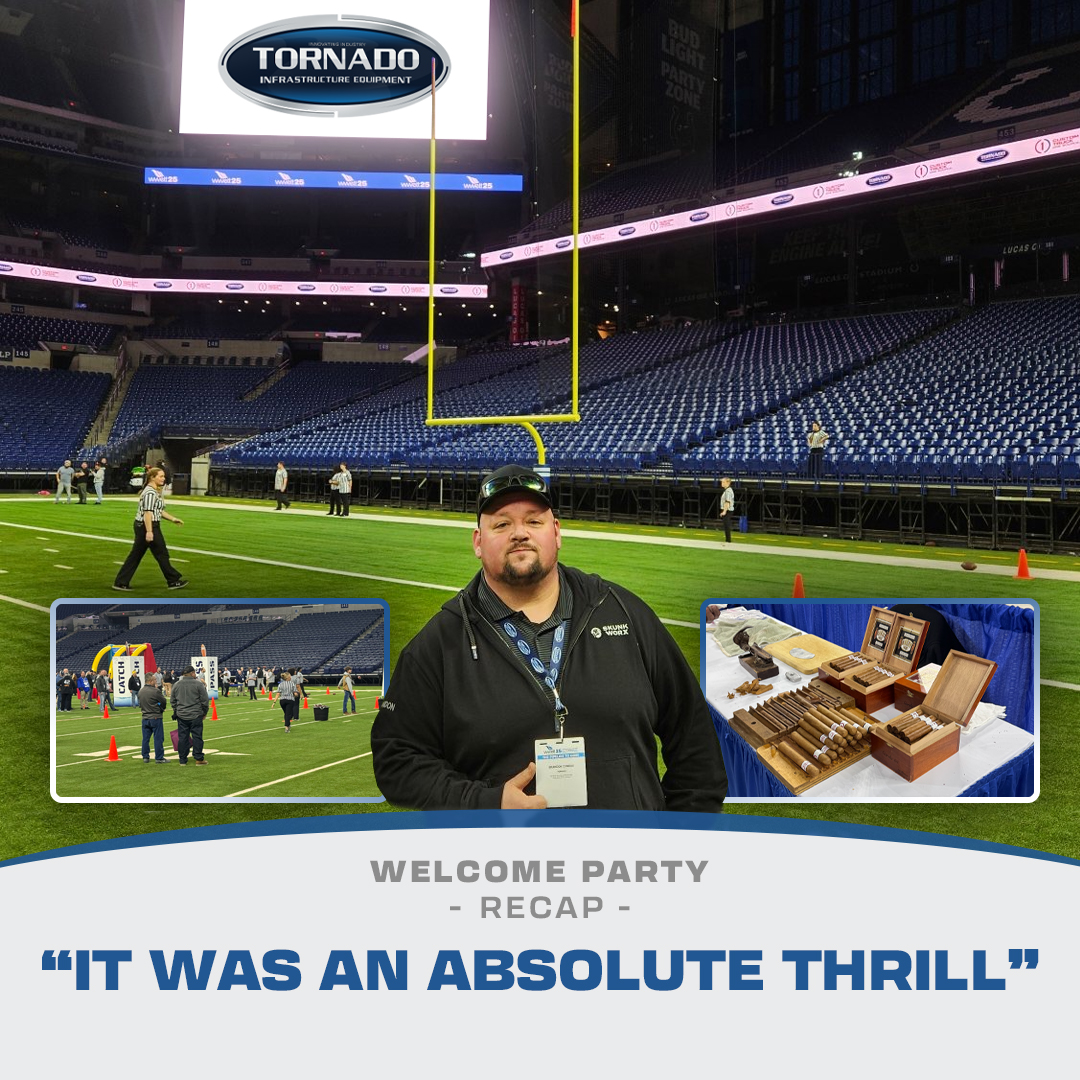 Day 01 Recap at the <a href="/WWETTShow/">WWETT Show</a>

Last night's welcome party on the ground floor of the #lucasoilstadium filled with music, food, contests &amp; prizes, was an incredible time for the Tornado team!

We want to thank everyone including our friends at <a href="/CTOneSource/">Custom Truck One Source</a> for making it so great!
