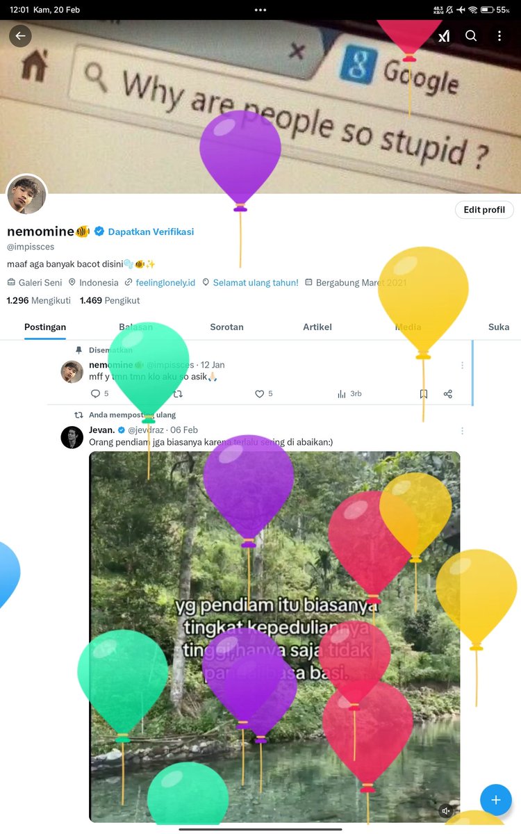 impissces's tweet photo. baru aja on twt eh keluar balon huh https://t.co/8ogSHYtr63