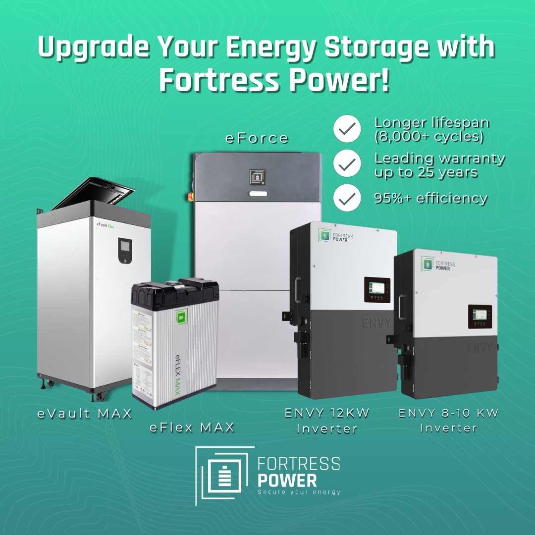 🔋Upgrade Your Energy Storage with Fortress Power ESS! 

✅ Longer lifespan (8,000+ cycles)

✅ Leading warranty up 25 years 

✅ 95%+ efficiency

Ready to power your life better? 
👉 Learn more at fortresspower.com

#FortressPower #EnergyStorage #RenewableEnergy