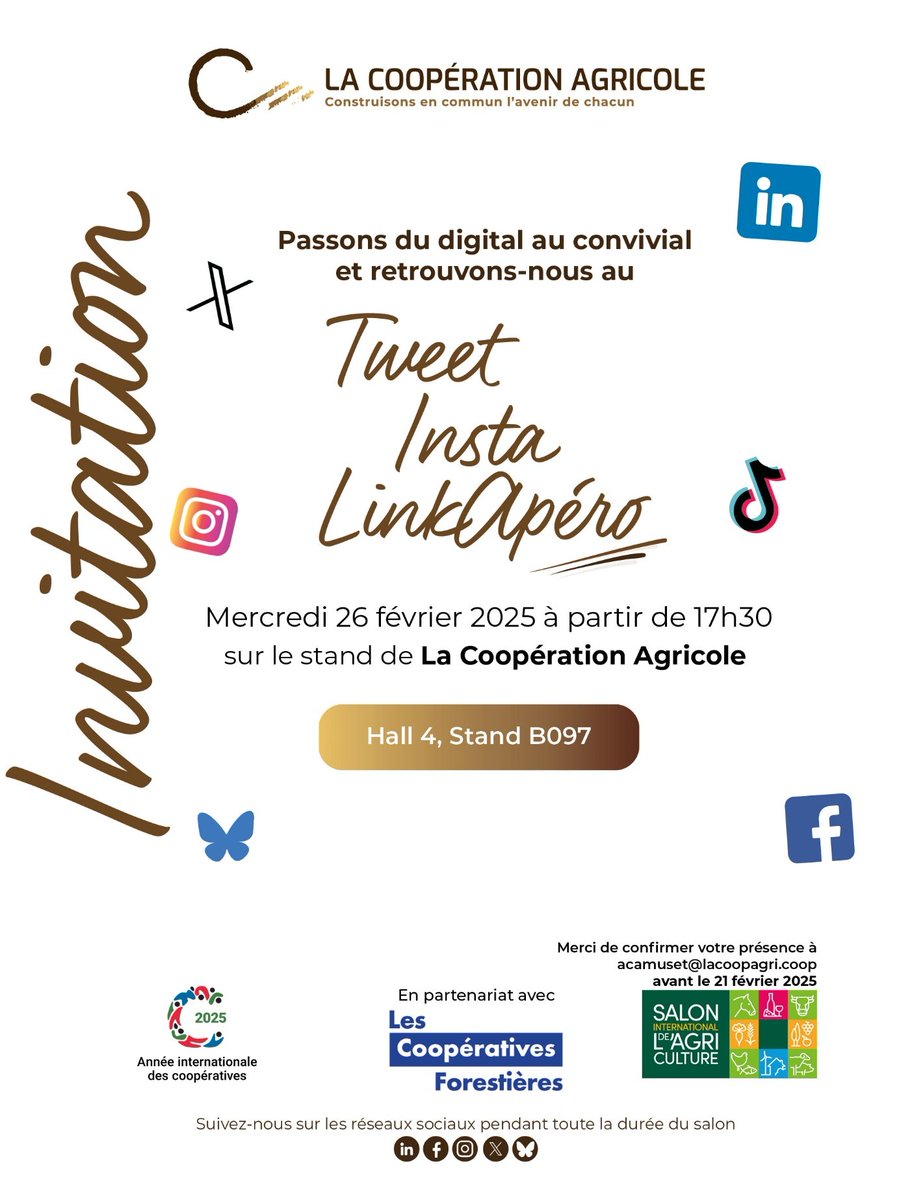 Dans une semaine, à cette même heure, le "traditionnel" rendez-vous des communicants agricoles se déroulera sur le stand de La Coopération Agricole, en association avec <a href="/UCFFcoop/">UCFF - Les Coopératives Forestières 🇫🇷</a>!
On compte sur vous ! 🤗