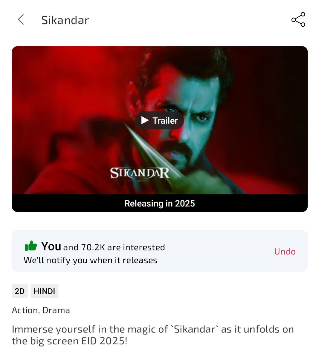 ๐น๐ผ๐โ๐พ ๐๐๐พ๐ผโ..๐
!!! (@loyal4salman1) on Twitter photo 70.2K + BMS likes done โ
and counting,
If u have not done yet then go and mark โฃ๏ธ
Let's make 100K before 27-Feb
#Sikandar #SalmanKhan๐ต
<a href="/BeingSalmanKhan/">Salman Khan</a> <a href="/iamRashmika/">Rashmika Mandanna</a> <a href="/ARMurugadoss/">A.R.Murugadoss</a> <a href="/MsKajalAggarwal/">Kajal Aggarwal</a> <a href="/NGEMovies/">Nadiadwala Grandson</a> <a href="/WardaNadiadwala/">Warda S Nadiadwala ๐</a> 70.2K + BMS likes done โ
and counting,
If u have not done yet then go and mark โฃ๏ธ
Let's make 100K before 27-Feb
#Sikandar #SalmanKhan๐ต
<a href="/BeingSalmanKhan/">Salman Khan</a> <a href="/iamRashmika/">Rashmika Mandanna</a> <a href="/ARMurugadoss/">A.R.Murugadoss</a> <a href="/MsKajalAggarwal/">Kajal Aggarwal</a> <a href="/NGEMovies/">Nadiadwala Grandson</a> <a href="/WardaNadiadwala/">Warda S Nadiadwala ๐</a>