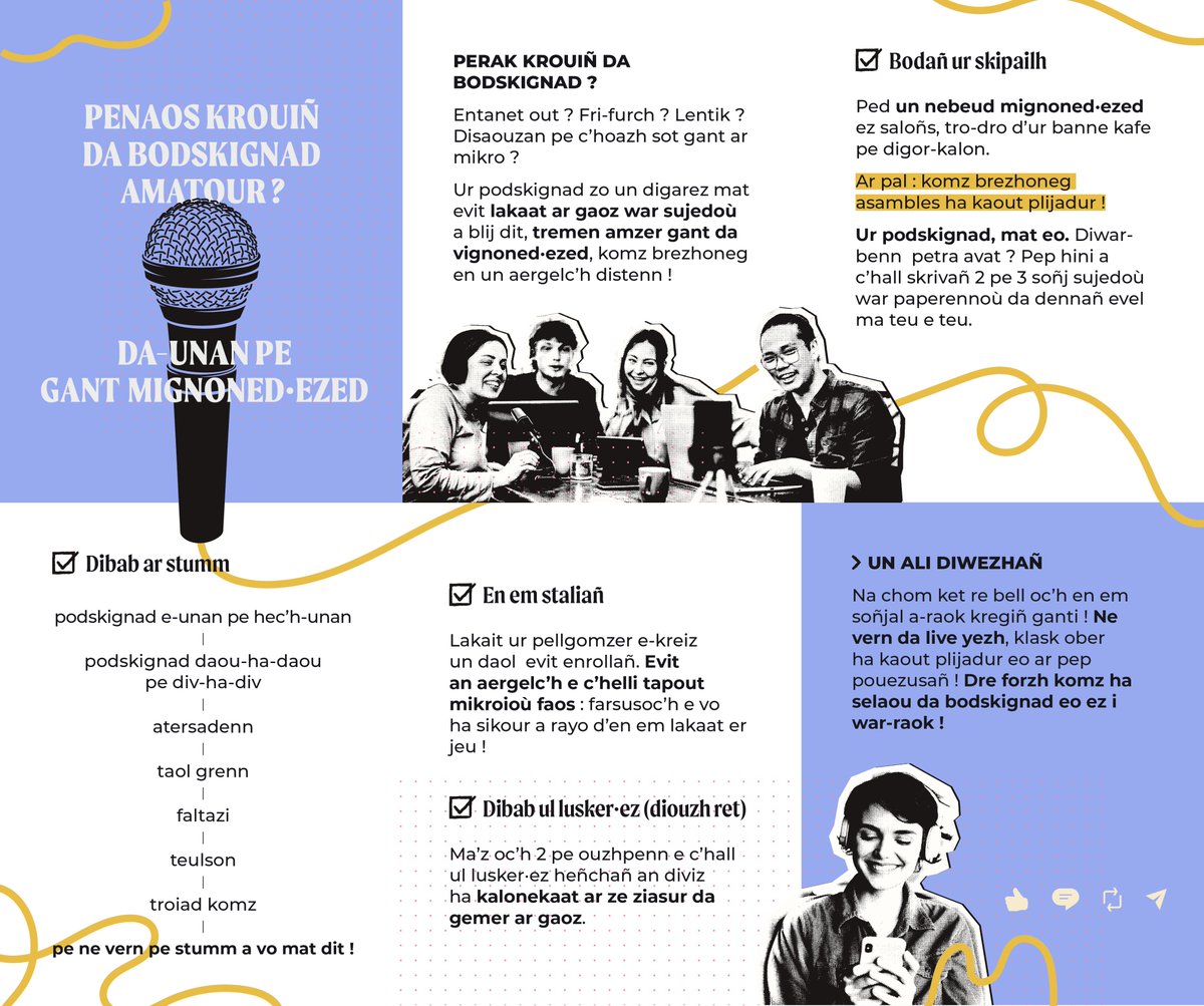 🎙️ Ha ma savfes da bodskignad kentañ e miz C'hwevrer ? Kont da vennozh pe rann da bennad kentañ dimp en ur bikañ ac’hanomp !

💪 C’hoant az peus da vezañ den a-youl vat en ur radio ? Krouiñ da abadennoù pe sikour ur raktres ? Kae ‘ta e darempred ganto !