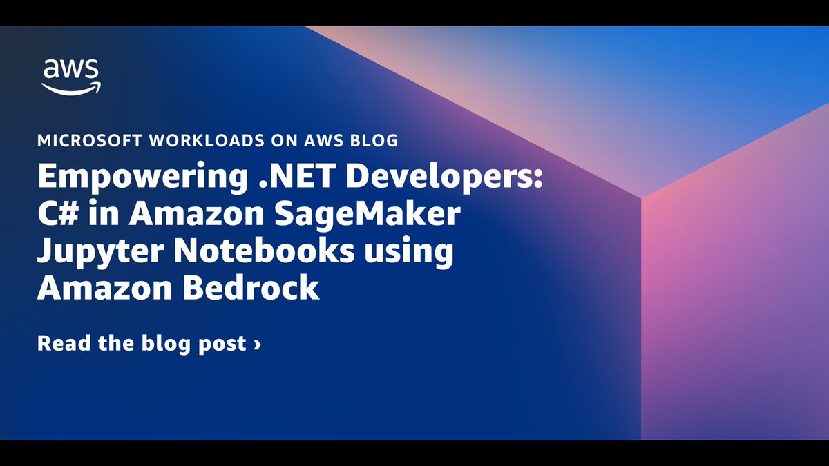 Amazon #SageMaker delivers an integrated experience for AI development, and you don't have to switch to Python to use it. In this post, learn how to customize SageMaker Notebooks to support C#, and create a generative AI example on AWS. 🧠 go.aws/3CJ5Pyt #dotnet #AWS