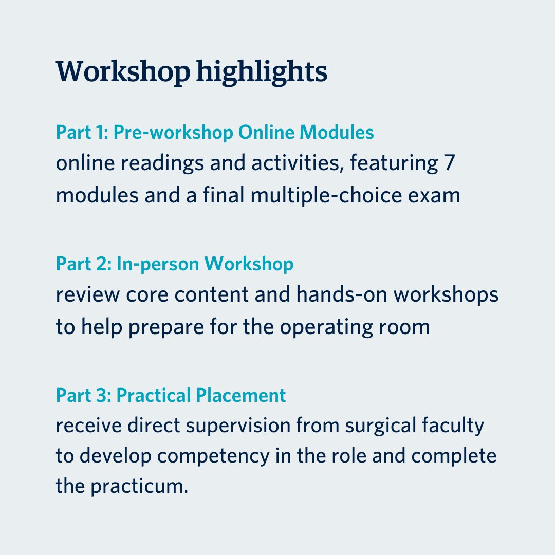 Inviting health professionals interested in the surgical first assist role to the Surgical First Assist in #Obstetrics workshop on March 8–9 to strengthen knowledge and gain hands-on experience.

Register today to secure your spot: bit.ly/3X98PLr

#UBCCPD #CPD #MedEd