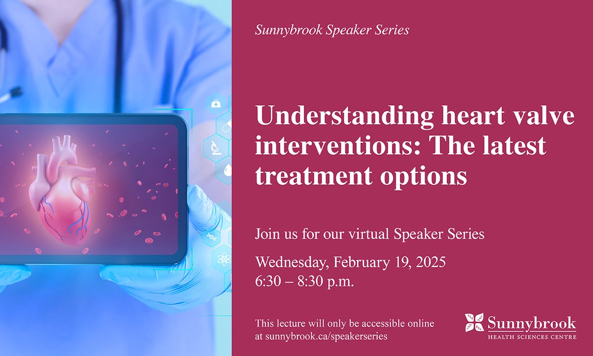 Our first virtual Speaker Series of the year is TONIGHT! Join us virtually at 6:30 p.m. to hear from experts in the Schulich Heart Program about heart valve disease the latest treatment options.

Watch the live webcast: bit.ly/42zbX6Q