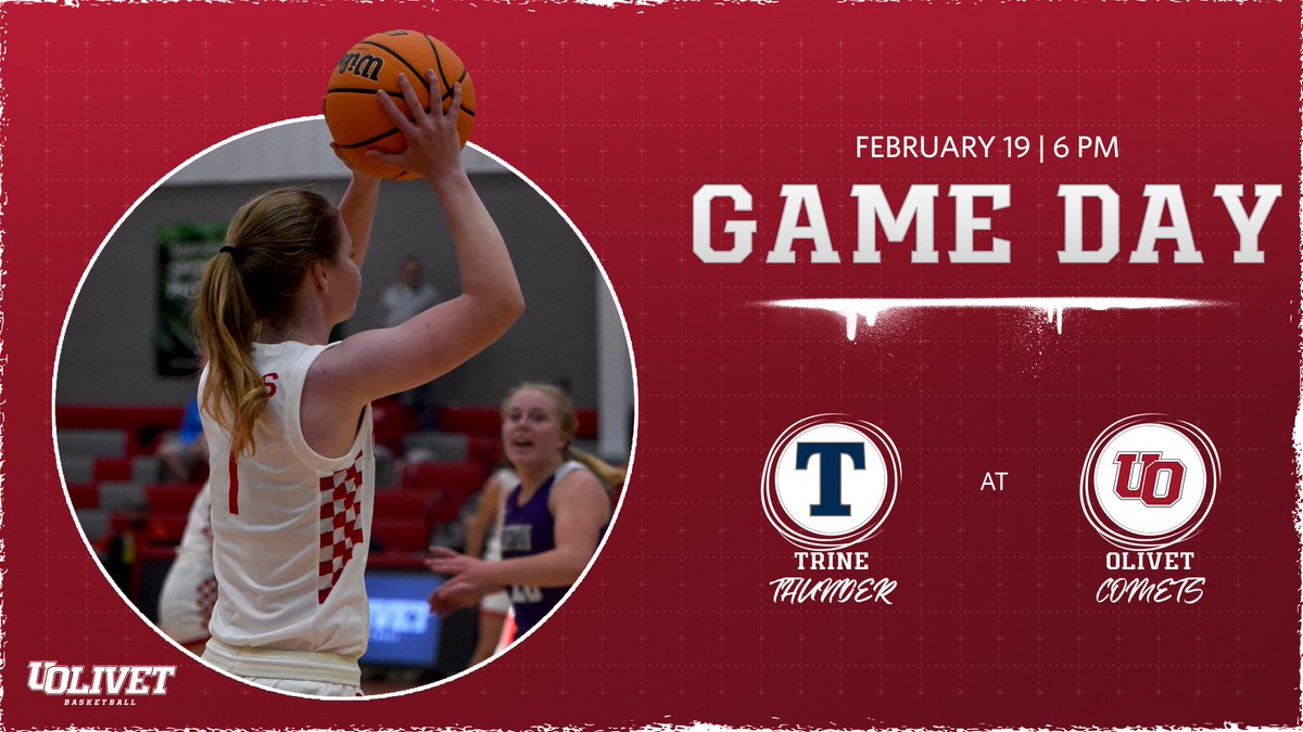 The University of Olivet Athletics (@olivetathletics) on Twitter photo 🏀GAME DAY🏀 The <a href="/UOlivetWBB/">The University of Olivet Women’s Basketball</a> team hosts the Thunder at the Cutler Event Center.
🆚 Trine
🕕 6 pm
📊 olivetcomets.com/x/62s0g
💻 miaasportsnetwork.com/tuocomets/
#GoCOMETS | #UONation | #d3hoops 🏀GAME DAY🏀 The <a href="/UOlivetWBB/">The University of Olivet Women’s Basketball</a> team hosts the Thunder at the Cutler Event Center.
🆚 Trine
🕕 6 pm
📊 olivetcomets.com/x/62s0g
💻 miaasportsnetwork.com/tuocomets/
#GoCOMETS | #UONation | #d3hoops