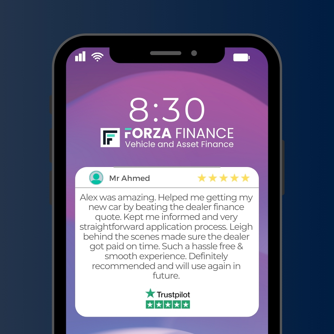 ForzaFinance's tweet photo. If you want to check out more of our 5-star reviews, head to our Trustpilot now 🙌

Forza Finance is the premier vehicle and asset finance brokerage in the UK. Forza Finance is a credit broker and not a lender.
Authorised and Regulated by the Financial Conduct Authority. https://t.co/0ZTMD3EKC9