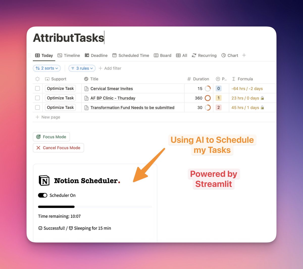 janduplessis's tweet image. #streamlit and #notionhq works seamlessly together to bring AI Scheduling to my Tasks! 🚀 github.com/janduplessis88…