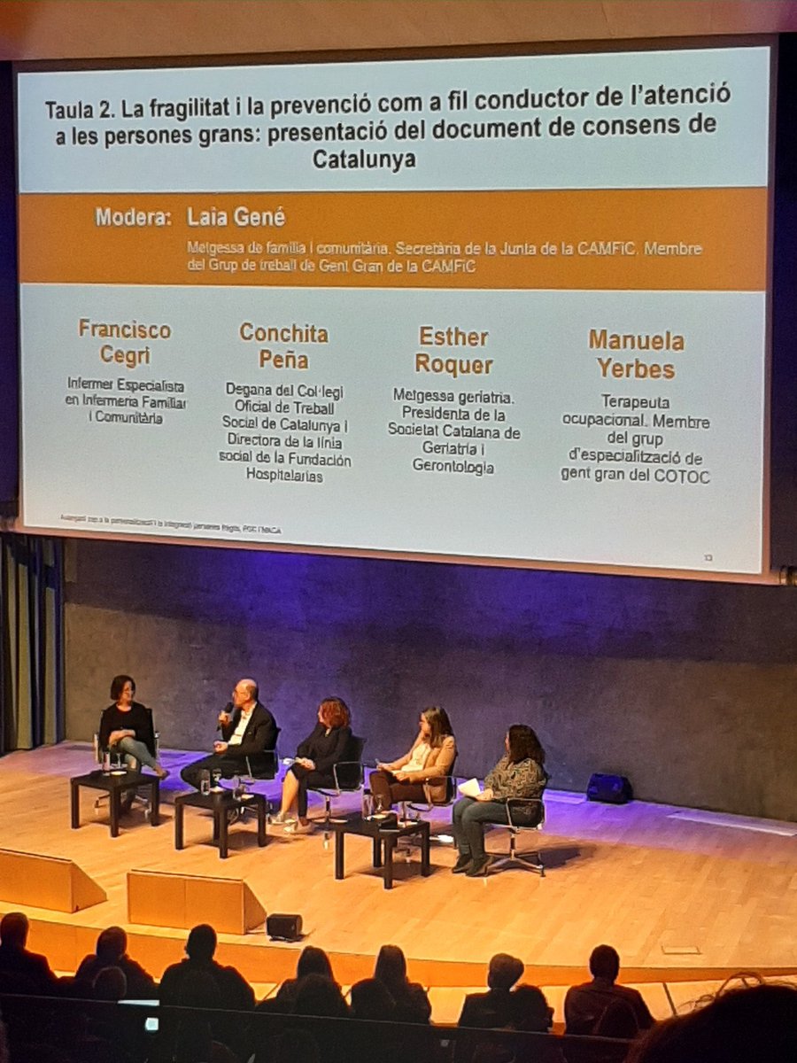 Avui a la jornada Avançant cap a la personalització i la integració de l’atenció a les persones fràgils, PCC i MACA.
Posant n valor atenció integrada i personalitzada amb experiencies innovadores i importancia d detecció sistemática de la frágilitat i el seu abordatge homogeni
