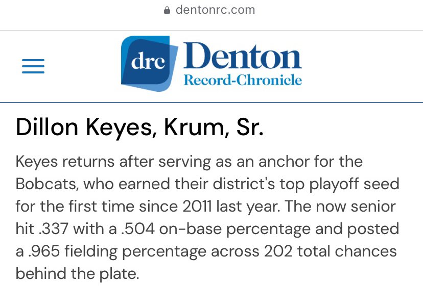 Thank you for the shout out <a href="/sports_drc/">DRC Sports</a> <a href="/Krum_Baseball/">Krum Baseball</a>